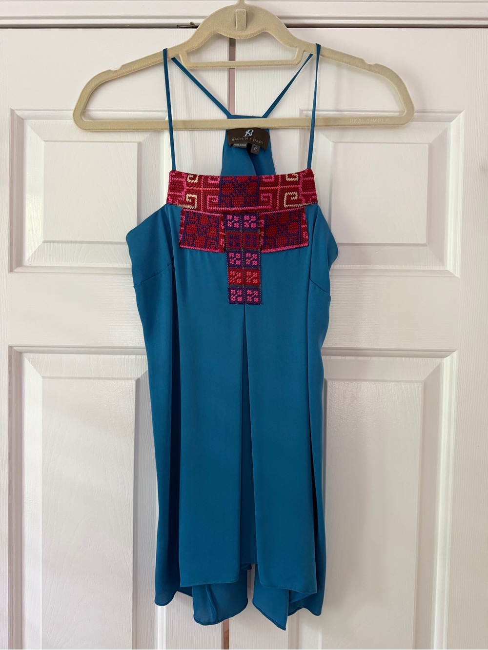 Sachin + Babi Teal Blue Silk Shell Top